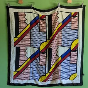 Large Graphic Print Silk Scarf, Roy Lichtenstein